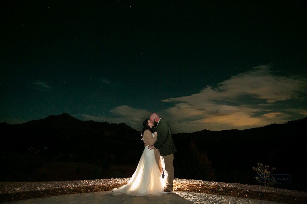 nighttime colorado elopement inspiration with lanterns