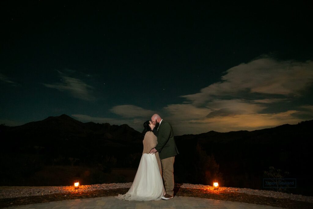 nighttime elopement photo in colorado