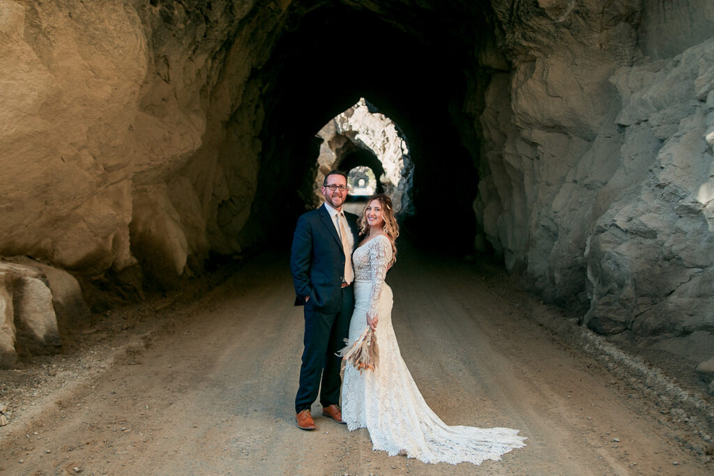 moody buena vista elopement photos at tunnels carved into the mountainside