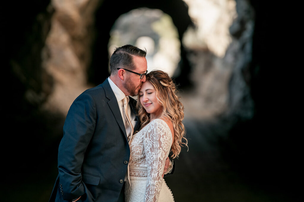 moody buena vista elopement photos at tunnels carved into the mountainside