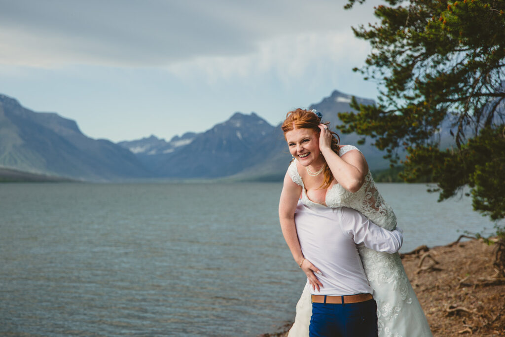 fun wedding couple in colorado