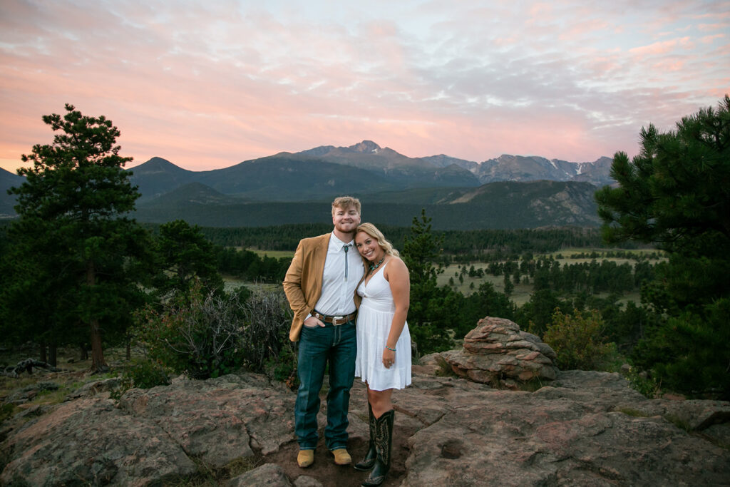 rocky mountain national park elopement couple with stunning mountain landscapes