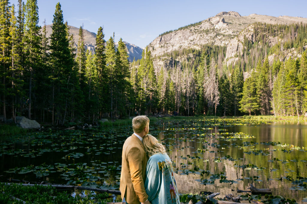 rocky mountain national park elopement couple looking at stunning views