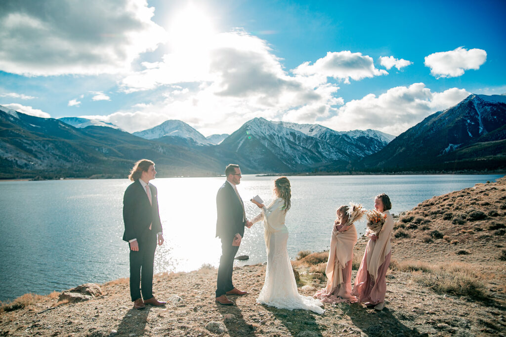 intimate elopement ceremony with the couple and their kids as witnesses